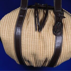 Francesco Biasia Raffia Leather Woven Bag